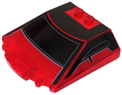 LEGO part Windscreen 6 x 6 x 1 1/3 Straight Sides with Black Window Frame Outline and Roof Pattern (65633pb11)