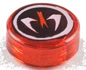 LEGO part Tile, Round 1 x 1 with Ninjago Fangpyre Pattern 98138pb002