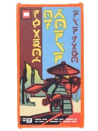 LEGO part Glass for Window 1 x 4 x 6 with Movie Poster with Ninjago Logogram 'SHADOW OF RONIN' and 'NINJAGO', Minifigure, and Mountains Pattern (Sticker) - Set 70620 57895pb043