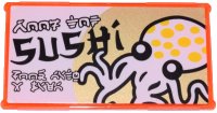 LEGO part Glass for Window 1 x 4 x 6 with Octopus, Ninjago Logogram 'ROOF TOP' and 'FOOD WITH A VIEW', 'SUSHI' Pattern (Sticker) - Set 70657 57895pb088