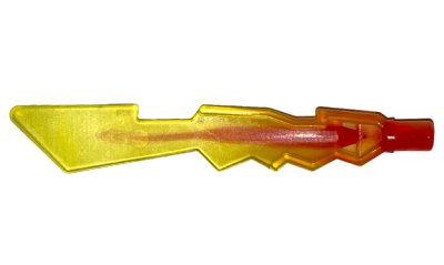 LEGO part Minifigure, Weapon Sword, Jagged Edges with Marbled Trans-Red Pattern (11439pb03)