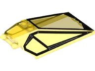 LEGO part Windscreen 8 x 4 x 2 with 2 Studs and Bar Handle with Black Cockpit Window Frames with Lines and Rivets Pattern 21849pb03