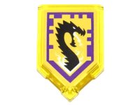 LEGO part Tile, Modified 2 x 3 Pentagonal with Nexo Power Shield Pattern - Storm Dragon 22385pb015