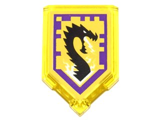 LEGO onderdeel Tegel, Aangepast 2 x 3 Pentagonaal met Nexo Power Shield Patroon - Storm Dragon (22385pb015)