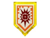 LEGO part Tile, Modified 2 x 3 Pentagonal with Nexo Power Shield Pattern - Target Blaster 22385pb025