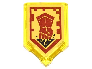 LEGO onderdeel Tegel, Gewijzigd 2 x 3 Vijfhoekig met Nexo Power Shield Patroon - Fist Smash (22385pb045)