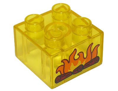 LEGO onderdeel Duplo, Brick 2 x 2 with Burning Logs Pattern (3437pb092)