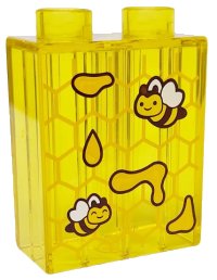 LEGO part Duplo, Brick 1 x 2 x 2 with Bees, Honey and Honeycomb Pattern 4066pb817