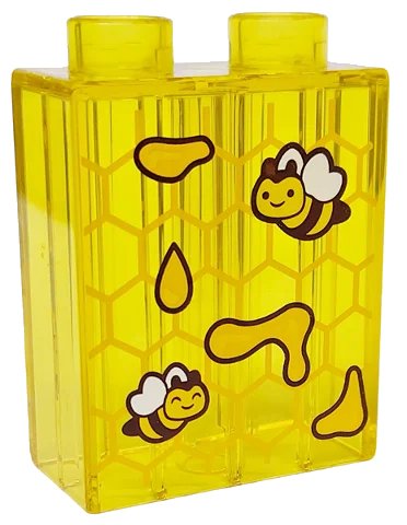 LEGO onderdeel Duplo, Brick 1 x 2 x 2 with Bees, Honey and Honeycomb Pattern (4066pb817)