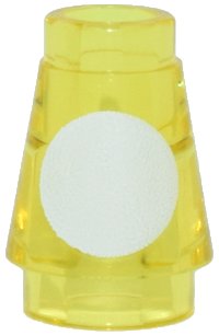 LEGO part Cone 1 x 1 with Top Groove with White Circle Pattern 4589bpb01