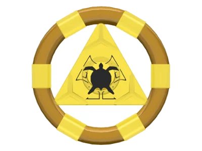 LEGO onderdeel Ring with Center Triangle with Gold Bands and Turtle Pattern (Atlantis Treasure Key) (87748pb02)