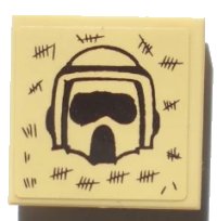 LEGO part Tile, Modified 2 x 2 Inverted with SW Scout Trooper Helmet and Tally Marks Pattern (Sticker) - Set 10236 11203pb031