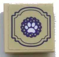 LEGO onderdeel Tile, Modified 2 x 2 Inverted with White Paw Print and Dark Purple Border Pattern (Sticker) - Set 41345 11203pb066