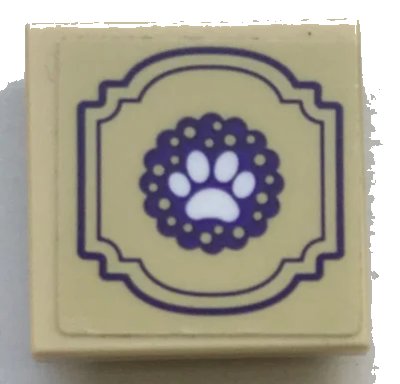 LEGO onderdeel Tile, Modified 2 x 2 Inverted with White Paw Print and Dark Purple Border Pattern (Sticker) - Set 41345 (11203pb066)