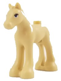 LEGO part Horse, Friends, Foal with Black, White, and Bright Light Blue Eyes with 2 Eyelashes Pattern 11241pb06