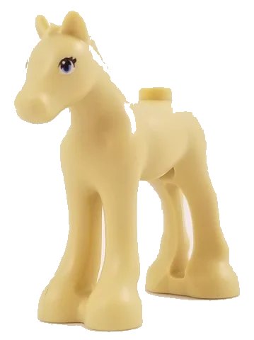 LEGO onderdeel Horse, Friends, Foal with Black, White, and Bright Light Blue Eyes with 2 Eyelashes Pattern (11241pb06)