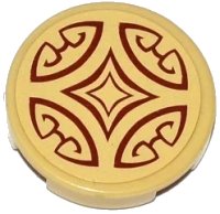 LEGO part Tile, Round 2 x 2 with Bottom Stud Holder with Cushion with Dark Red Swirls and Diamonds Pattern (Sticker) - Set 41075 14769pb047