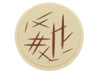 LEGO part Tile, Round 2 x 2 with Bottom Stud Holder with Reddish Brown Hash Lines Pattern (Sticker) - Set 70751 14769pb071