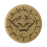 LEGO part Tile, Round 2 x 2 with Bottom Stud Holder with Demon Head in Carved Stone Pattern (Sticker) - Set 76056 14769pb142