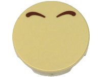 LEGO part Tile, Round 2 x 2 with Bottom Stud Holder with 2 Reddish Brown Curved Lines Pattern (Super Mario Bowser Nostrils) 14769pb347