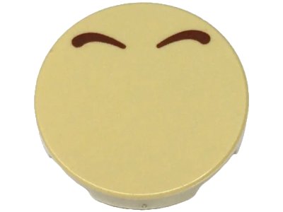 LEGO onderdeel Tile, Round 2 x 2 with Bottom Stud Holder with 2 Reddish Brown Curved Lines Pattern (Super Mario Bowser Nostrils) (14769pb347)