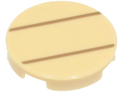 LEGO part Tile, Round 2 x 2 with Bottom Stud Holder with 2 Dark Tan Lines Pattern (Super Mario Lemmy Stomach) (14769pb554)