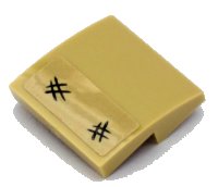 LEGO part Slope, Curved 2 x 2 x 2/3 with Two Black Hashmarks Pattern (Sticker) - Set 10258 15068pb168
