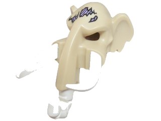 LEGO onderdeel Minifigure, Headgear Mask Mammoth with White Rubber Tusks and Trunk with Medium Lavender Sinew Patches on Forehead Pattern (16667c01pb03)