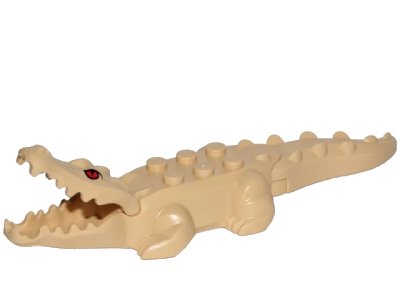 LEGO onderdeel Alligator / Crocodile with 20 Teeth with Red Eyes Pattern with Blue Technic, Pin 1/2 (18904c03pb01)