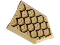 LEGO part Tile, Modified 2 x 3 Pentagonal with Gold, Black and Dark Orange Dragon Scales Pattern 22385pb290