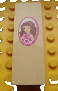 LEGO part Brick 1 x 2 x 5 with Girl Picture in Dark Pink Frame Pattern (Sticker) - Set 3315 2454pb069