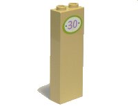 LEGO part Stein 1 x 2 x 5 avec motif Numéro Magenta '30' sur Fond Blanc dans Ovale Citron Vert (Autocollant) - Ensemble 3315 2454pb070