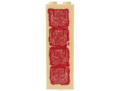 LEGO onderdeel Brick 1 x 2 x 5 with Dark Red Aztec Carvings Pattern (Sticker) - Set 7627 (2454pb094)