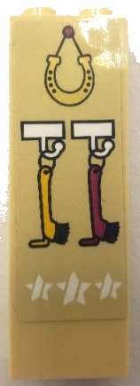 LEGO part Brick 1 x 2 x 5 with Gold Hanging Horseshoe, White Stars and Yellow and Magenta Brushes on Hooks Pattern (Sticker) - Set 41367 2454pb247
