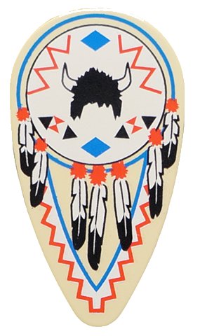 LEGO onderdeel Minifigure, Shield Ovoid with Feathers and Helmet Pattern (2586PW1)