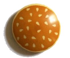 LEGO onderdeel Plaat, Rond 2 x 2 met Afgeronde Bodem en Medium Nougat Hamburger Broodje met Sesamzaad Patroon (2654pb005)
