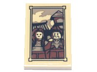LEGO part Tile 2 x 3 with Framed Picture of 2 Minifigures (Ray and Maya) with Buildings in Background Pattern (Sticker) - Set 71741 26603pb135