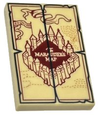 LEGO part Tile 2 x 3 with 'The MARAUDER'S MAP' and Black Outline Pattern 26603pb210
