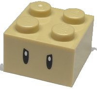 LEGO part Brick 2 x 2 with Black Angry Eyes with White Pupils Pattern (Super Mario Poison Mushroom) 3003pb131