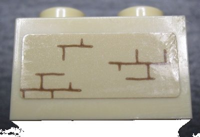 LEGO onderdeel Brick 1 x 2 with Bricks Pattern Model Right Side (Sticker) - Set 71043 (3004pb241R)