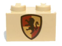 LEGO part Brick 1 x 2 with HP Gryffindor Shield Pattern 3004px11