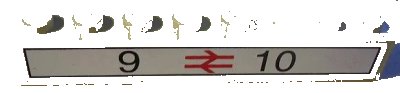 LEGO onderdeel Brick 1 x 8 with Black '9' and '10' and Red Platform Arrows Pattern (Sticker) - Set 4708 (3008pb059)