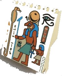 LEGO part Panel 4 x 6 x 6 Sloped with Hieroglyphs, Snake and Falcon Pattern 30156px4