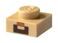 LEGO part Plate 1 x 1 with Nougat Rectangle and Reddish Brown Geometric Shape Pattern (Minecraft Steve Nose and Mouth) 3024pb002