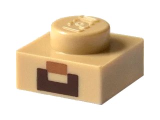 LEGO onderdeel Plate 1 x 1 with Nougat Rectangle and Reddish Brown Geometric Shape Pattern (Minecraft Steve Nose and Mouth) (3024pb002)