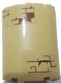 LEGO part Cylinder Quarter 4 x 4 x 6 with Brown Brick Wall Pattern on Upper Left and Lower Right Pattern (Stickers) - Set 75954 30562pb050