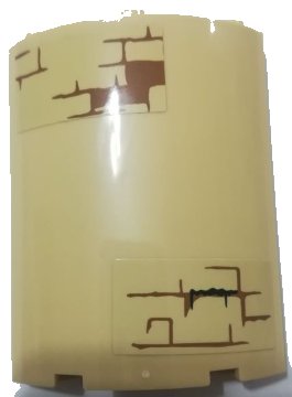 LEGO onderdeel Cylinder Quarter 4 x 4 x 6 with Brown Brick Wall Pattern on Upper Left and Lower Right Pattern (Stickers) - Set 75954 (30562pb050)