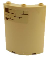 LEGO part Cylinder Quarter 4 x 4 x 6 with Brown Brick Wall Pattern on Upper Left Type 1 (Sticker) - Set 75954 30562pb053