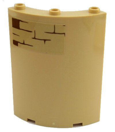 LEGO onderdeel Cylinder Quarter 4 x 4 x 6 with Brown Brick Wall Pattern on Upper Left Type 1 (Sticker) - Set 75954 (30562pb053)
