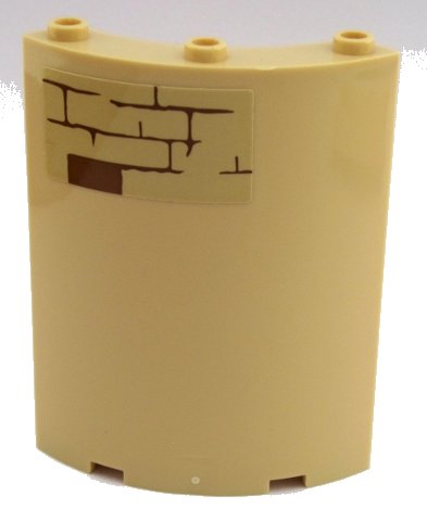 LEGO onderdeel Cylinder Quarter 4 x 4 x 6 with Brown Brick Wall Pattern on Upper Left Type 2 (Sticker) - Set 75954 (30562pb054)
